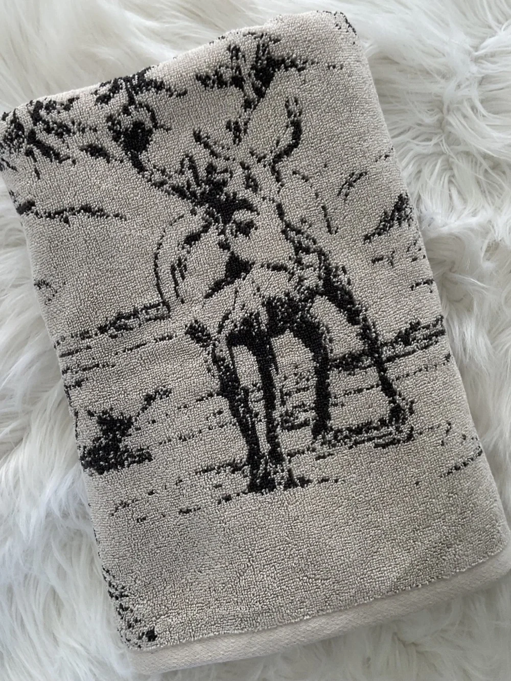 NWT Pottery Barn Rustic Forest Bath Towel Cabin Stag Cottage Woodland